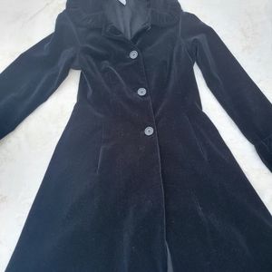 Anthropologie Odille, Long coat, black velvet, Size 2